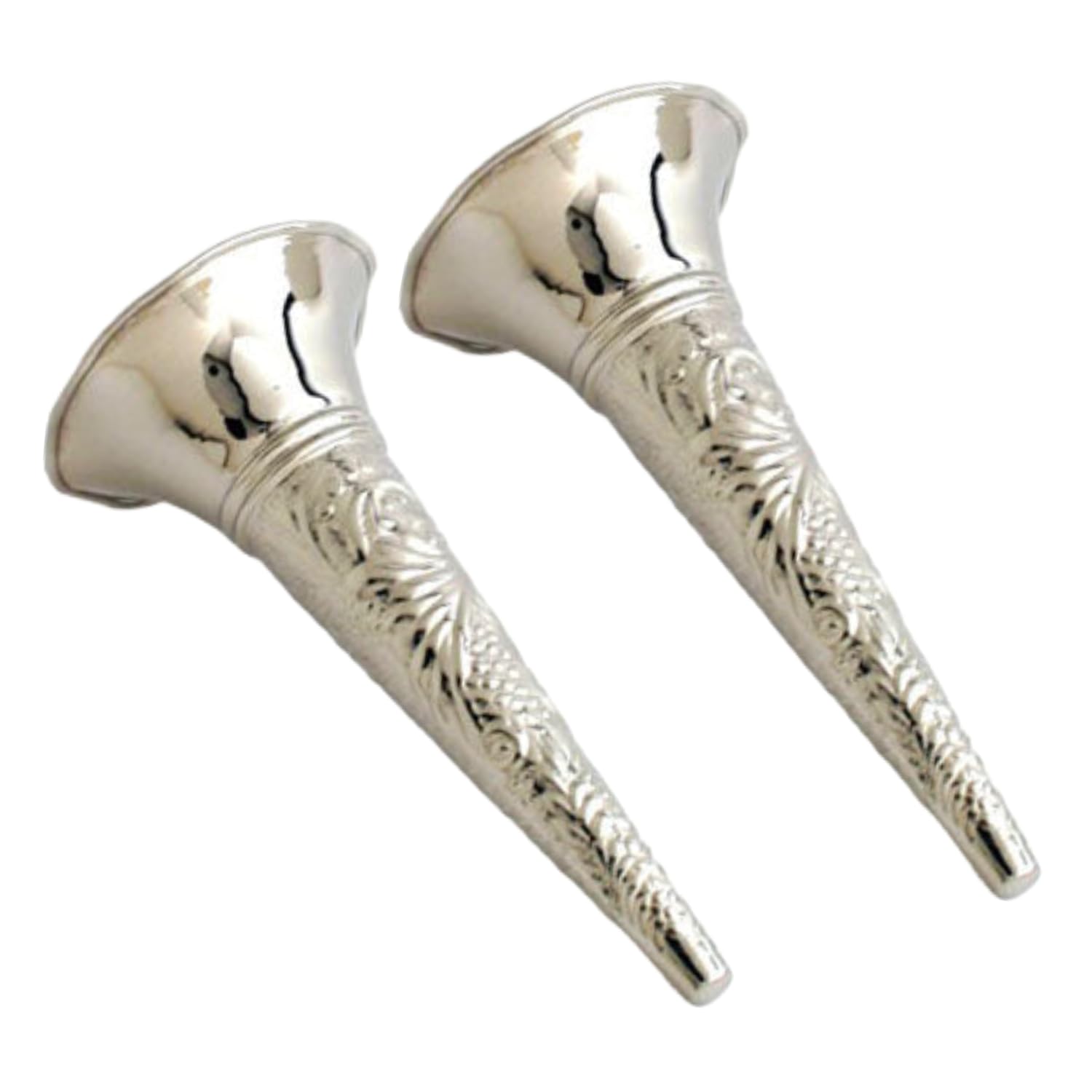 Nickel 7" Embossed Tussie Mussie. Tussy Mussy Bouquet Holder - Set of 2