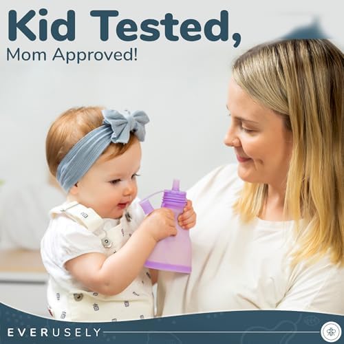 Miniatura 5 de Everusely Bolsas reutilizables de comida para bebés para niños pequeños, paquete de 2, 6 onzas, pizarra, bolsa de silicona exprimible para