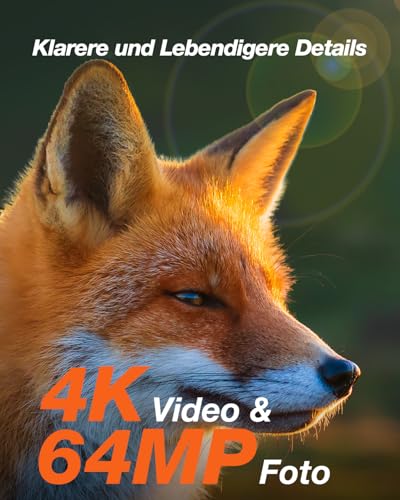 iZEEKER Solar Wildkamera 4K 64MP mit Handyübertragung App, WLAN & Bluetooth Wildtierkamera mit Bewegungsmelder Nachtsicht, Solar Tierkamera mit 5200mAh Akku, IP66, 0.1s Auslösezeit, inkl 32GB SD Karte
