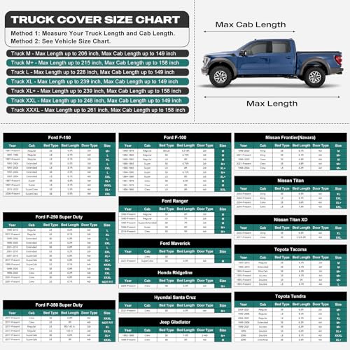 Image of GUNHYI 16 Layers Truck Cover Waterproof All Weater - See Vehicle Size Chart - Heavy Duty Outdoor Truck Pickup Cover for RAM 1500 2500 3500, Toyota Tundra, Nissan Titan. Length up to 239 inch.