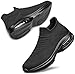 DOUSSPRT Womens Walking Shoes Sock Casual Ladies Fashion Sneakers Comfortable Slip On Air Cushion Platform Allblack 8.5
