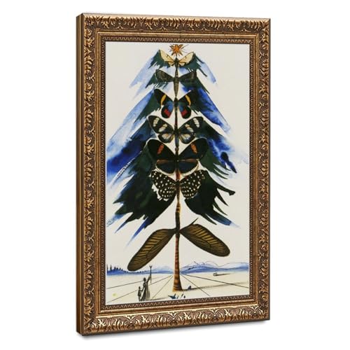 Impression sur toile Salvador Dali motif papillon arbre de Noël 61x91 cm