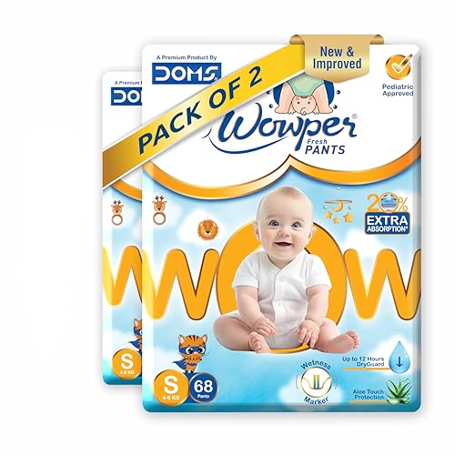Image of Wowper Baby Premium Diapers | S-136 Counts | Wetness Indicator | Anti Rash | up to 12 hrs Absorption | 4-8 Kg | Soft & Comfortable