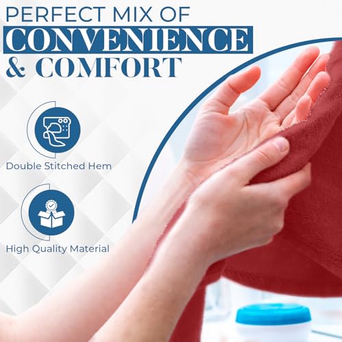 Image of DAN RIVER 6-Pack Premium Hand Towels (16x28 Inches) - 100% Cotton, Ultra Soft, Lightweight, Highly Absorbent Towels for Bathroom, Spa, Gym, Salon, Hotel, and Travel - Red