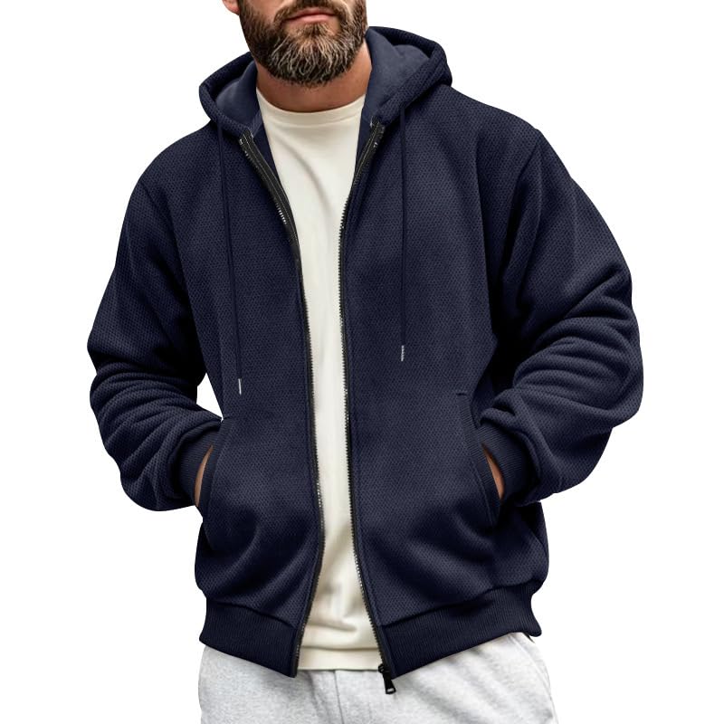 Fleece Hoodies for Men Lightweight Spring Long Sleeve Active Jackets Twill Sports Full Zip Sweatshirts for Work Daily3