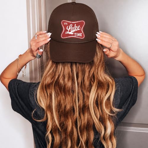 Image of It's Lake Time Summer Classic 5 Panel Foam Front Mesh Snap Back Trucker Hat