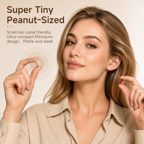 Image of Discreet Invisible Mini Earbuds Wireless Bluetooth Micro Hidden Sleep Tiny Small Earbuds for Sleeping Ear Buds for Small Ears Spy Earpiece Hidden Mini Invisible Headphones for Work Orange