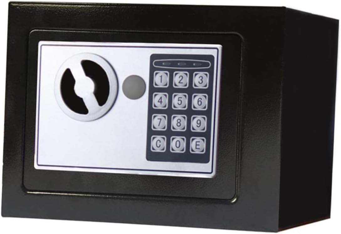 NOLITOY Small Security Safe Box Solid Steel Construction Programmable Digital Lock with Emergency Override Key Compact Money Storage for Home Office Black