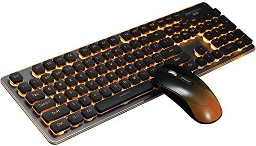 Business Office Silent Wireless Luminescent Keyboard Mouse Combo, Backlit Glowing Keyboard Gaming Mouse Combo Laptop, Computer Mac (Black)