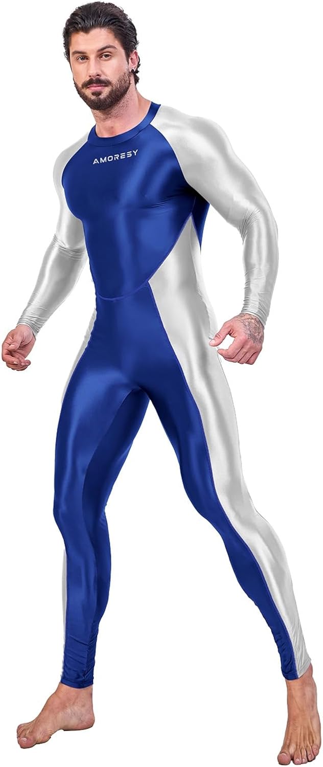 AMORESY Draco Full-Length Sports Bodysuit – High-Shine Spandex Athletic Catsuit, Stretch Fit One-Piece Workout Wear