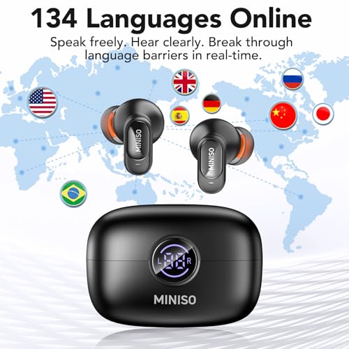 Image of MINISO MS105 AI Translation Earbuds Real Time, Translator Earbuds Support 134 Languages with APP, Bluetooth 6.0 Translator Headphones Compatible with iOS & Android, for Travel Business