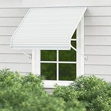 Kozyard Window Awning 42W x 40D, Aluminum Frame with Impact-Resistant PVC Panels, Shade Angle Set During Installation, Rain, Snow & UV Protection Door Canopy