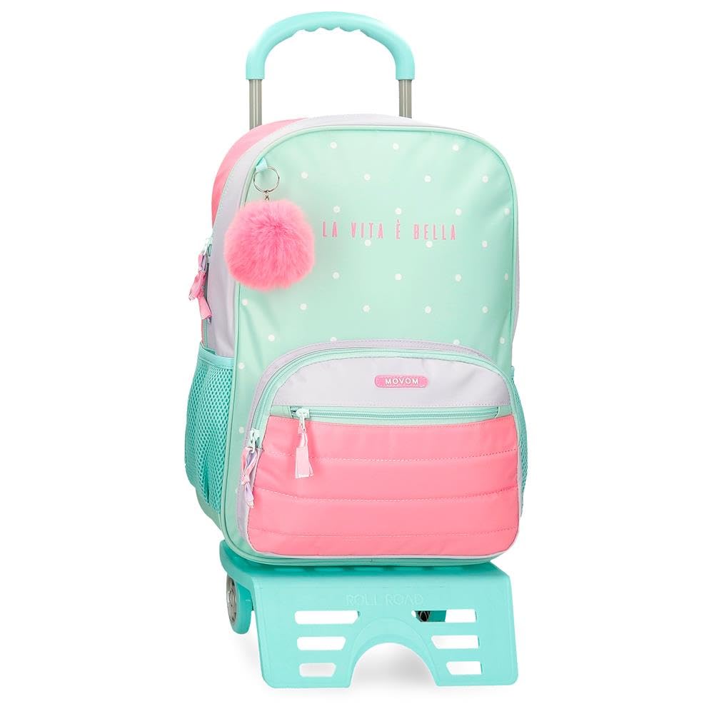 MOVOM La Vita è Bella Mochila Escolar con Carro Verde 31x42x13 cms Poliéster 16,93L