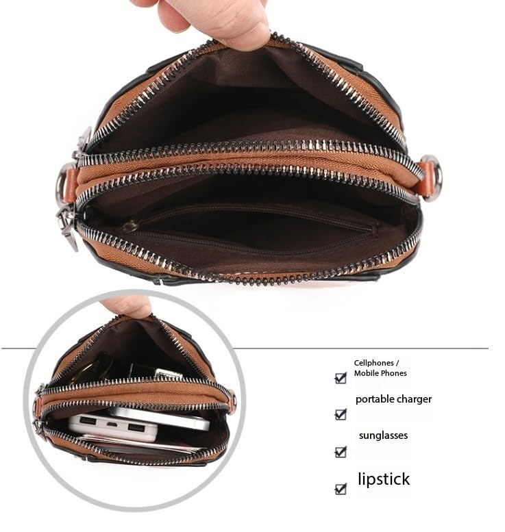 Elmyse Crossbody Bag Leather,Elmsye Crossbody Cellphone Purse,Elmyse Bag,Happy Wind Retro All-Match Vertical Cellphone Bag (Black)4