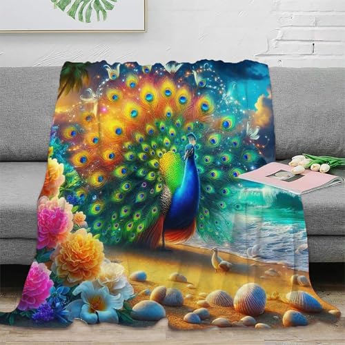 Couverture paon chaude couverture microfibre contre le froid lit