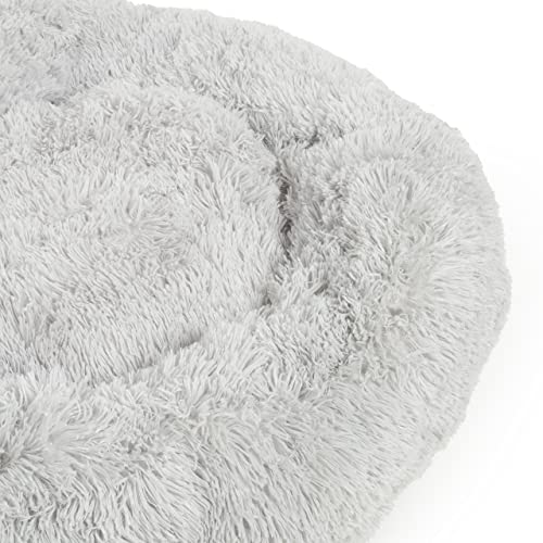 Wallace & Jones | Plüschbett Sarnia - M | Hundebett Liegekissen Donut | ca. 80 x 80 x 24 cm | Hellgrau
