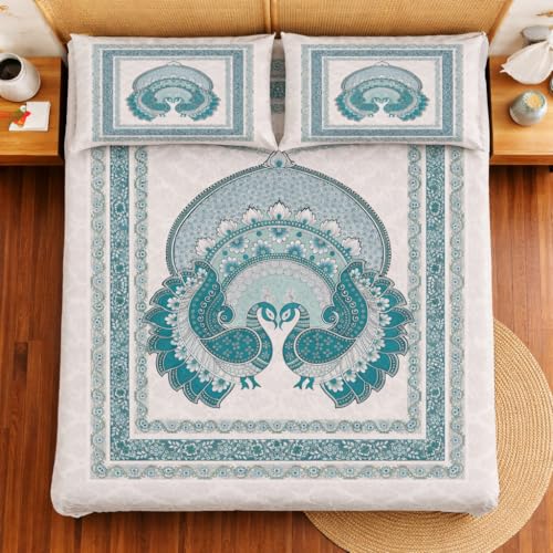 Image of DECORUM Premium 7D Digital Printed Cotton BEDSHEET (90 X 100) Inch with 2 King Size Pillow Covers - HIGH-Definition Design & Superior Comfort (Heavy Quality) BEDSHEET