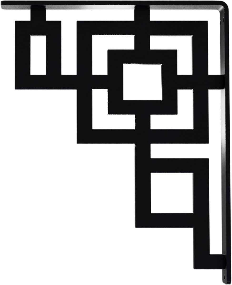 1 1/2"W x 10"D x 12"H Eris Wrought Iron Bracket, (Single center brace), Powder Coated Black