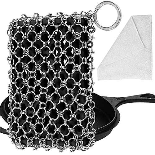 Herda 316L Cast Iron Scrubber Cleaner, Large Chainmail...