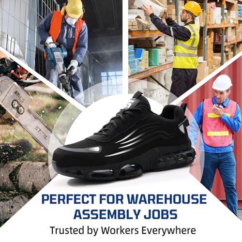 Image of Steel Toe Work Shoes for Men Lightweight Safety Shoes with Puncture Resistant Sole Comfortable Construction Industrial Work Shoe for Warehouse