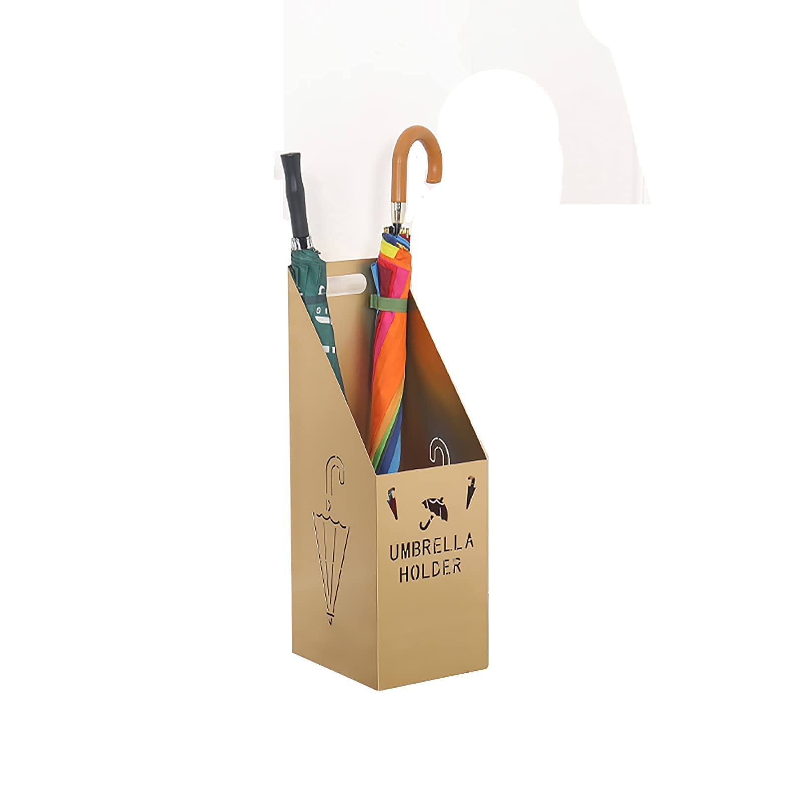 XDLEDMKIZ Umbrella Stands, Umbrella Stand Metal, Walkistick Stand, with Hooks and Drip Tray Indoor Umbrellas Holder Rack, for Hallway Entryway/Den