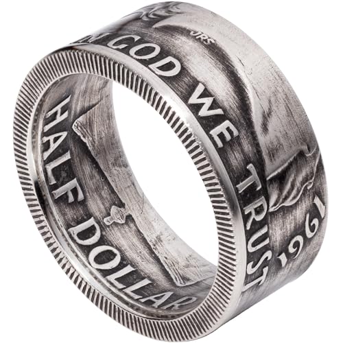 CHANGE TO TREASURE 1950-1963 Franklin Half Dollar Ring | Silver Coin Ring with Patina Finish (1950, 10)