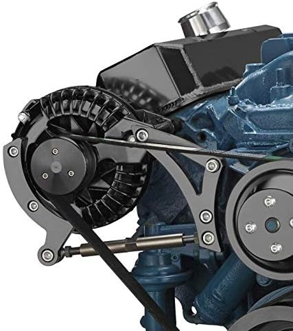 Black Alternator Bracket Compatible with Small Block Chrysler 318 340 360 Engines; V-Belt or Serpentine Applications