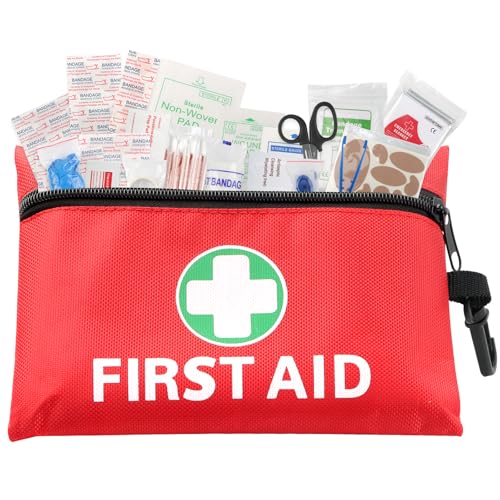Mini First Aid Kit for Minor Cuts, Scrapes, Sprains, Burns, 194Pcs Portable Compact First Aid Kit for Home, Car, Travel, Camping and Outdoor Emergencies, Small Size Trauma Kits