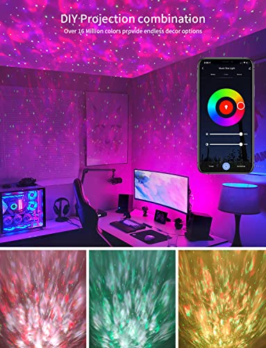 Galaxy Projector, Star Projector Night Light With Voice Control, Timing Setting,Smart App Control,21 Lighting Effects,3 In 1 Ocean Wave Starry Night Light Projector For Baby,Kids,Adults,Home Theatre #TOP2