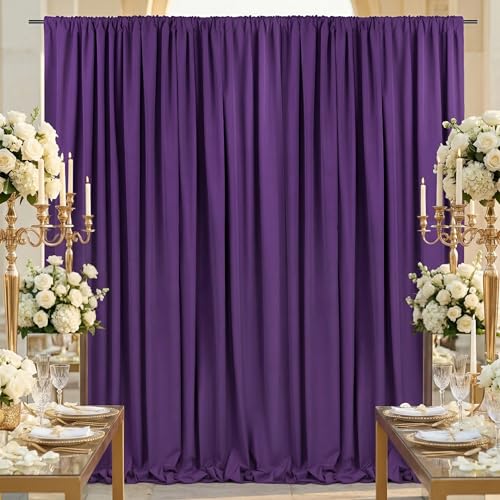 Image of Purple Backdrop Curtains 2 Panels 5ft x 10ft Polyester Backdrop Drapes for Wedding Mermaid Party Halloween Photography Decorations