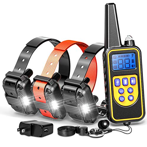 F-color Dog Training Collar, Rechargeable Waterproof Dog Shock Collar 2600ft Remote Range Dog Trainer Collar with Beep Vibrating Shock for Medium Large Dogs, Electronic Dog Training E-Collar