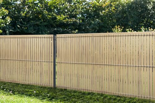 Casanoov Lamelles occultantes 400 x 150 cm en kit en PVC - Beige RAL 1001 - Anti-UV - 68 Lamelles - Compatible mailles 55 mm - Brise-vue résistant au vent...