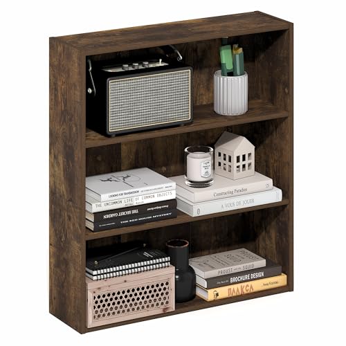 Furinno Basic Book Shelf, 3-Tier Bookshelf, Cube Storage Organizer Bookcase