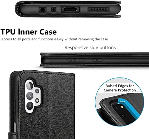 NWNK13 For Samsung Galaxy A13 5G / A13 4G / A04S Case Leather Wallet Book Flip Stand View Phone Cover with Card Holder Slots Compatible with Galaxy A13 (Black)