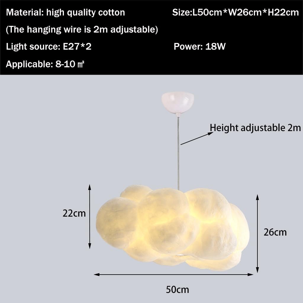 Lustre Creative Cotton Cloud Suspension Luminaire Romantique Décoration Intérieure Hauteur Réglable 1 Lampe Blanc Lampe Suspendus E27 Convient pour Hôtel Restaurant Chambre Salon Éclairage (S