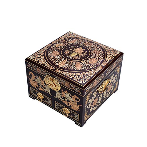 Laogg Caja Joyero Chino,Joyero Caja Madera Almacenamiento de joyería Artesanal Caja de Muebles y Regalos orientales