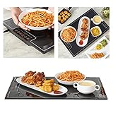 DAPU Electric Food Warmer Plate, Glass Warming Tray with Adjustable Temperature Control and Touch Panel, Hot Plate, Perfect for Buffets, Parties, Home Dinner, Black (16'x24')
