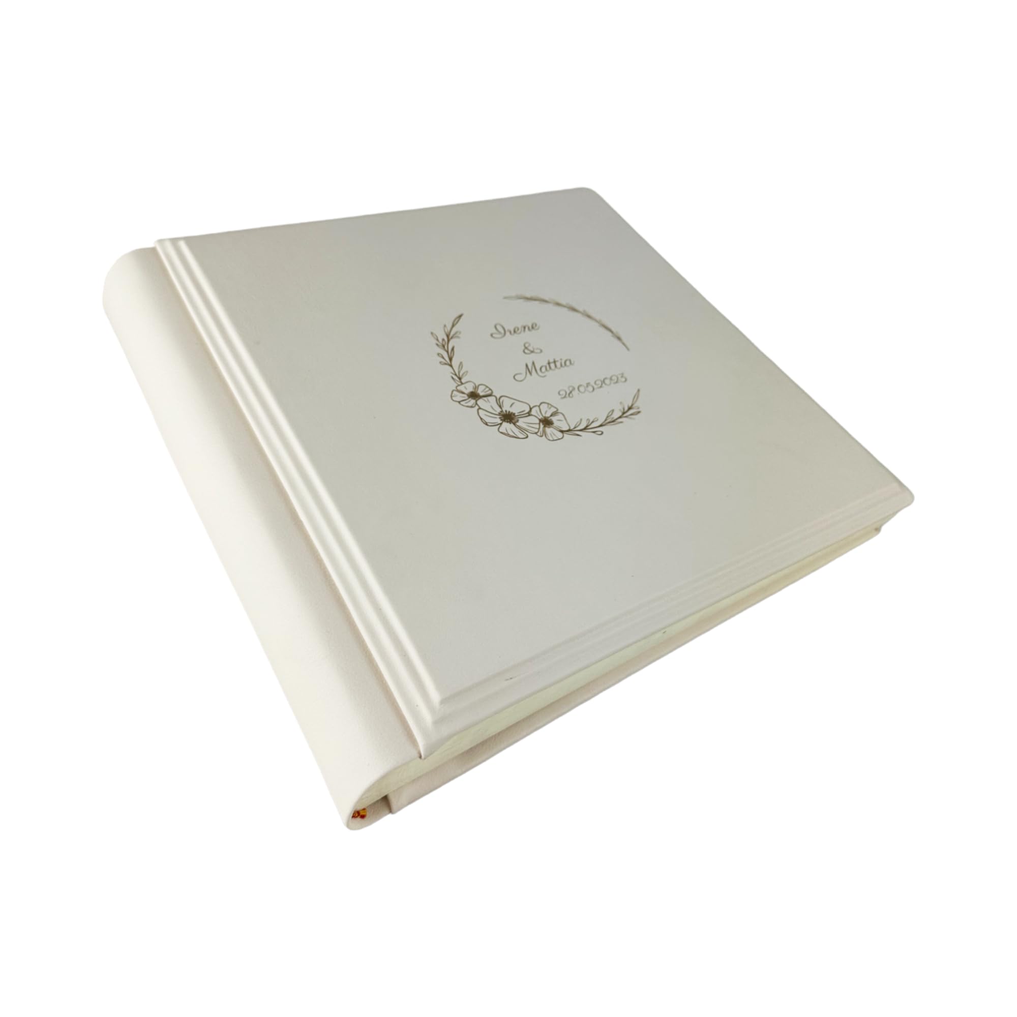 TriVin Art Álbum de fotos Elios Soft – fabricación artesanal de piel sintética personalizable con grabado. Ideal para bodas, aniversarios, todos los eventos (Crema)