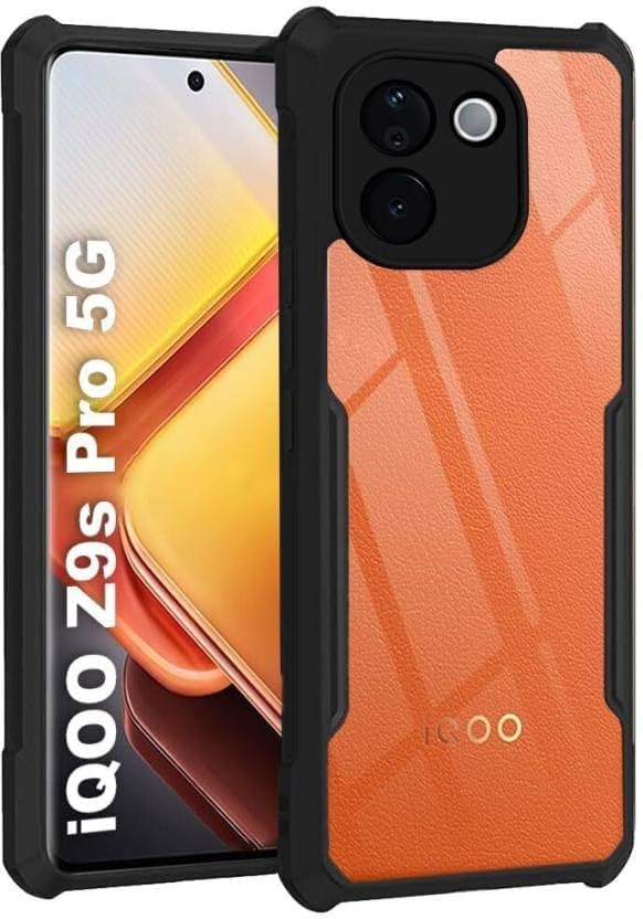 Image of BATCHONE Polycarbonate Shockproof Cover Case Compatible for iQOO Z9s Pro 5G / Vivo T3 Pro 5G 360 Degree Protection /Transparent Back Case (Black Bumper) (Pack of 1)
