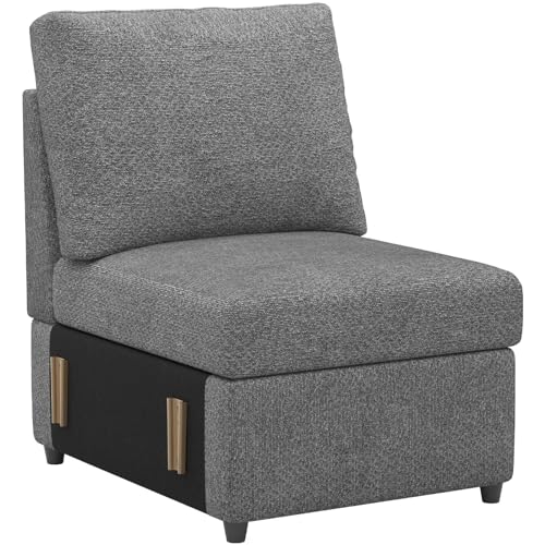 Belffin Middle Single Module Seat for Modular Sectional Sofa, Armrest Module for Sectional Sleeper Sofa Bed, Light Grey Single Seat Light Grey