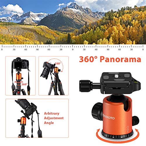 Geekoto 79 Inches Carbon Fiber Camera Tripod Monopod With 360 Degree Ball Head 1/4 Inch Quick Shoe Plate Professional Tripod Load Up To 26.5 Pounds #TOP6