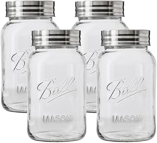 Ball Regular Mouth Glass Mason Jars with Lids and Bands, Used for Canning (Quart, 32 Ounce (Pack of 4))