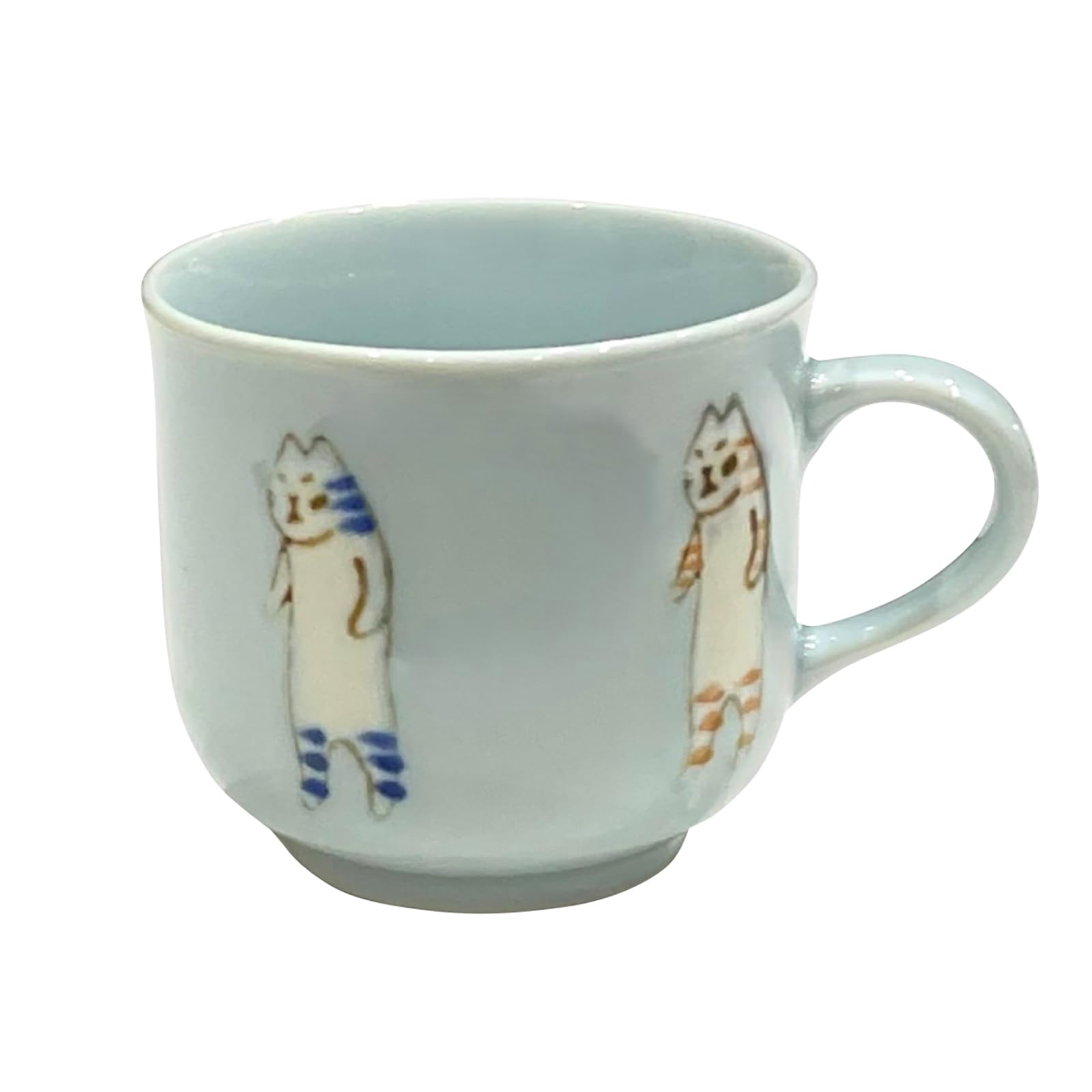 24to3 Nishifomi Pottery Arita Ware 480482 Mug, Cup, Small, Approx. 4.6 fl oz (130 ml), Mini, Cat Pattern, Blue, Microwave Safe, Made in Japan : Home & Kitchen