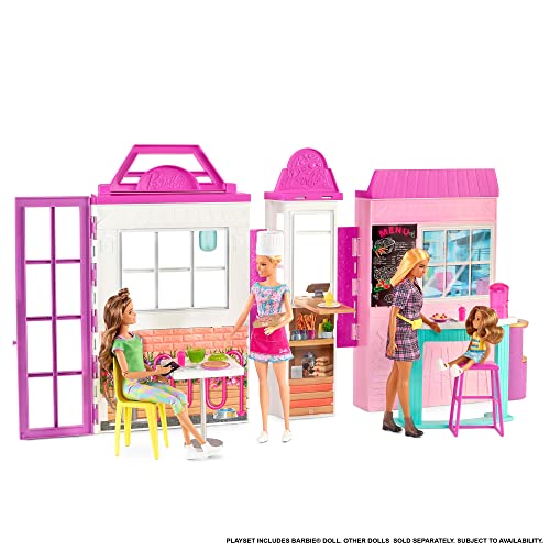 Barbie HBB91 - Cook'n Grill Restaurant Spielset, mit Köchin Puppe, Freundin und kleinem Mädchen, aufklappbar, Spielzeug… – Bild 7