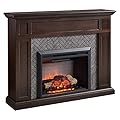 LegendFlame® Hailey Electric Fireplace with 55" Mantel Surround and Carl 28" Insert, Espresso Oak with Light Brown Brick Finish