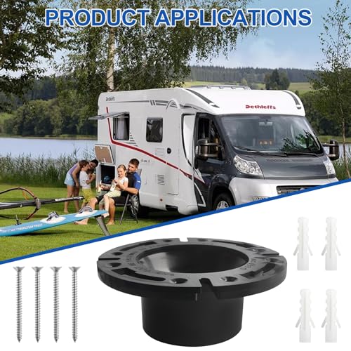 Image of Toilet Socketed Floor Flange Replacement for Dometic 385345892 3 inch Use for RV Toilets and Home Toilets,Toilet Flange Repair Kit - Black