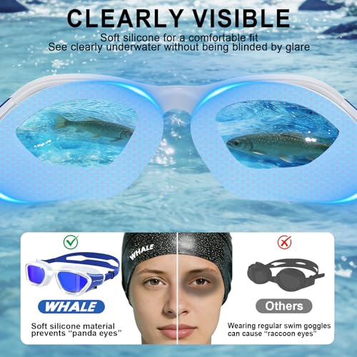 Image of Whale Swim Goggles Polarized Anti-Fog Lenses, Unisex | 100% UV Protection | Anti-Fog Goggles High Definition, Wide-Angle View