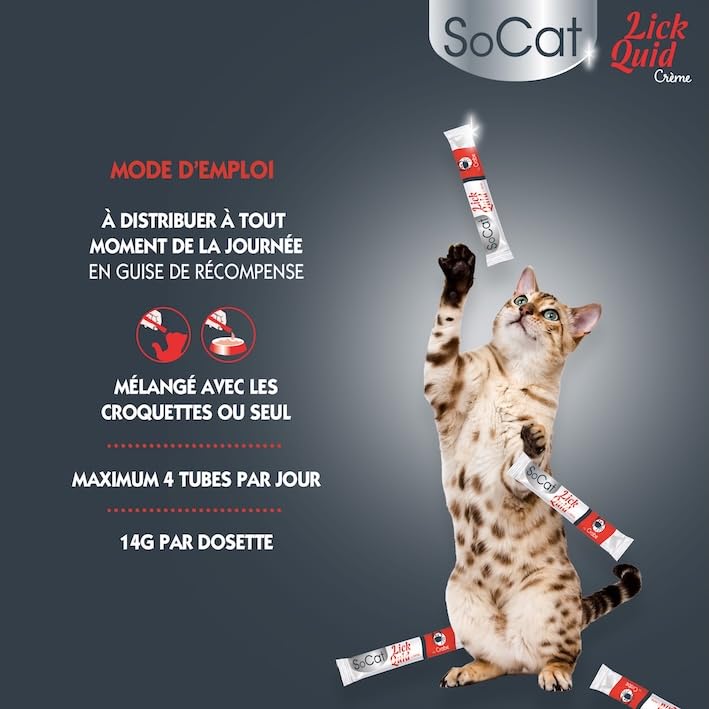 Riga - Socat Lick Quid - Friandises pour Chat - Snack Humide Au Crabe - Crème A Lécher - Vitamines Et Taurine - sans Colorant Ni Conservateur - Faible en Graisses - Récompense Idéale - 4 x 14g
