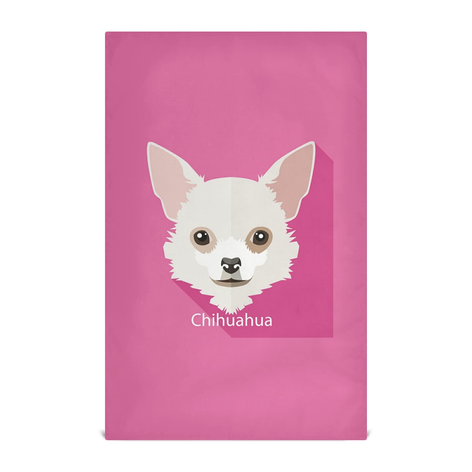 Oyihfvs Chihuahua Dog On Pink Set of 4 Polyester Kitchen Dish Towel, Hemmed Napkin Towel, Dishtowels Waffle Dishcloths, Hand Bar Tea Towels with Hanging Loop