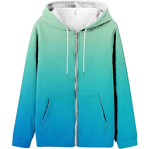 Sweat à capuche mode femme col rond manches longues imprimé dégradé ample veste taille XS